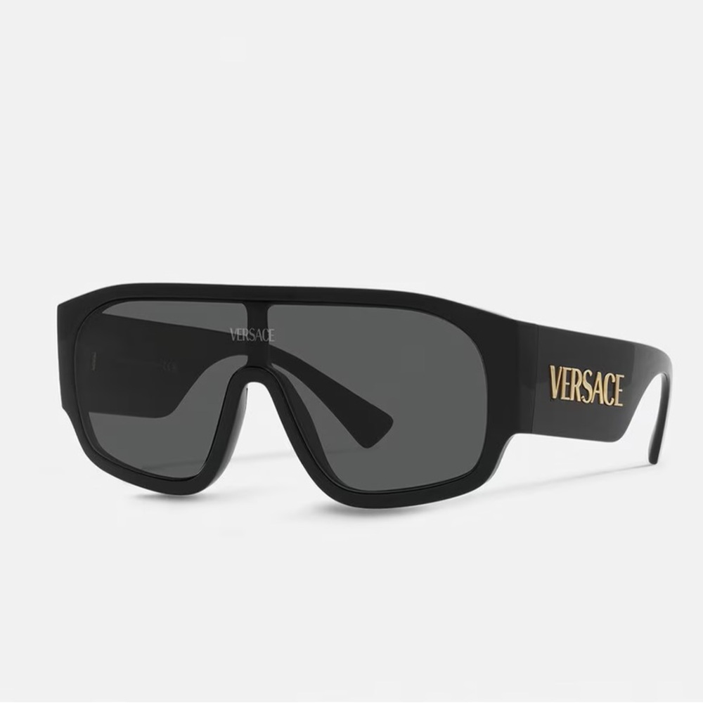 NEW VERSACE SHIELD SUNGLASSES MOD 4439 GB1/87 BLACK VE4439 GB187 OVERSIZED